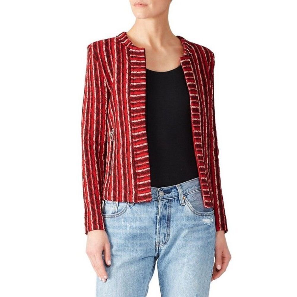 IRO Red Striped Inland Tweed Jacket S
